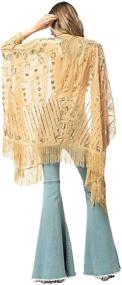 img 1 attached to Exquisite Anna-Kaci Women's Oversize Hand-Beaded Fringed Sequin Evening Shawl for Elegant Cover Up