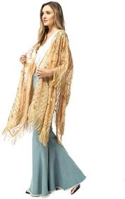 img 2 attached to Exquisite Anna-Kaci Women's Oversize Hand-Beaded Fringed Sequin Evening Shawl for Elegant Cover Up