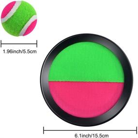 img 2 attached to 🎾 Fun Outdoor Game Set: WXJ13 4 Sets Paddle Catch Ball and Toss Game 15.5cm Velcro Catch Ball Set with Bag