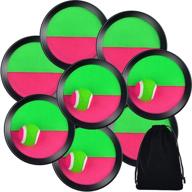 🎾 fun outdoor game set: wxj13 4 sets paddle catch ball and toss game 15.5cm velcro catch ball set with bag logo
