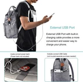 img 2 attached to 🎒 BRINCH Laptop Backpack 15.6 Inch Wide Open Water Resistant Business Travel Bag with USB Port - Ideal for Men and Women, Gray