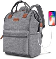 🎒 brinch laptop backpack 15.6 inch wide open water resistant business travel bag with usb port - ideal for men and women, gray logo