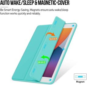 img 3 attached to 📱 Ayotu Soft TPU Case for New iPad 10.2'' 8th Generation 2020/iPad 7th Gen 10.2'' 2019/iPad Air 3rd Gen 10.5 inch - Auto Sleep/Wake, Slim Lightweight Trifold Stand Case with Pencil Holder in Mint Green