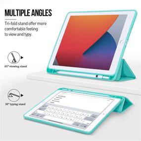 img 2 attached to 📱 Ayotu Soft TPU Case for New iPad 10.2'' 8th Generation 2020/iPad 7th Gen 10.2'' 2019/iPad Air 3rd Gen 10.5 inch - Auto Sleep/Wake, Slim Lightweight Trifold Stand Case with Pencil Holder in Mint Green