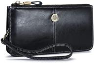 👛 lecxci luxury women's genuine leather clutch cell phone handbags | rfid blocking zipper wristlets wallets purse logo
