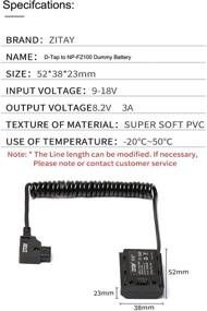 img 3 attached to ZITAY Coiled Power Cable Adapter for Sony Alpha Cameras – D-tap to NP-FZ100 Dummy Battery Cord Compatible with A7III, A7R III, A9, A7R IV, Alpha 9 II, A9R, A9S, A7R3, A7S3, FX3