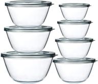🥗 glass salad bowls with lids - 14-piece set for meal prep, food storage, and serving - bpa-free, space-saving nesting bowls - cooking, baking essentials logo