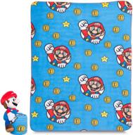 🛏️ super mario franco kids bedding throw and hugger pillow set, 40 in x 50 in logo