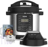 🍳 vqvg 6 quart pressure cooker air fryer combo with dual control panel - multi-cooker, steamer, slow cooker - two detachable lids - includes basket rack & recipe book логотип