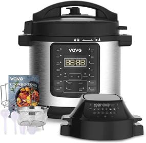 img 4 attached to 🍳 VQVG 6 Quart Pressure Cooker Air Fryer Combo with Dual Control Panel - Multi-Cooker, Steamer, Slow Cooker - Two Detachable Lids - Includes Basket Rack & Recipe Book