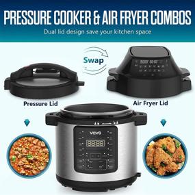 img 3 attached to 🍳 VQVG 6 Quart Pressure Cooker Air Fryer Combo with Dual Control Panel - Multi-Cooker, Steamer, Slow Cooker - Two Detachable Lids - Includes Basket Rack & Recipe Book