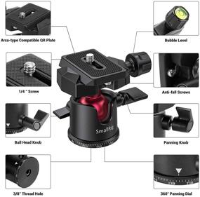 img 1 attached to 📷 SmallRig Mini Ball Head with 1/4" Screw, 3/8" Thread Mount and Arca-Type QR Plate Metal Ball Joint - Tripod Head Camera 360° Panoramic for Monopod, DSLR, Phone, Gopro - Max Load 4.4lbs/2kg (BUT2665)