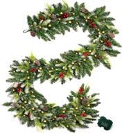 🎄 enhance festive ambience with 9ft pre-lit christmas garland - led lights, timed battery operation, indoor/outdoor xmas decor логотип