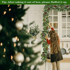 img 1 attached to 🎄 Enhance Festive Ambience with 9Ft Pre-lit Christmas Garland - LED Lights, Timed Battery Operation, Indoor/Outdoor Xmas Decor