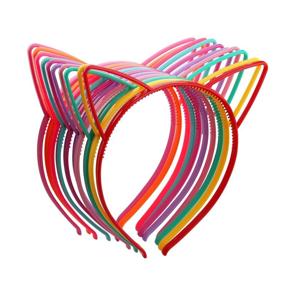 img 2 attached to 🐱 Candygirl Plastic Cat Ear Headbands - Set of 10 Mixed Color Hair Hoops for Girls and Women - Fashionable Daily and Party Hair Accessories