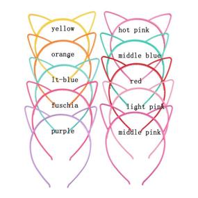 img 3 attached to 🐱 Candygirl Plastic Cat Ear Headbands - Set of 10 Mixed Color Hair Hoops for Girls and Women - Fashionable Daily and Party Hair Accessories