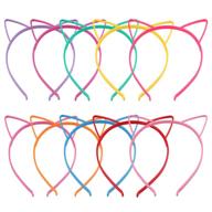 🐱 candygirl plastic cat ear headbands - set of 10 mixed color hair hoops for girls and women - fashionable daily and party hair accessories logo