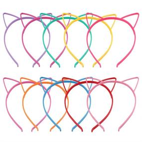 img 4 attached to 🐱 Candygirl Plastic Cat Ear Headbands - Set of 10 Mixed Color Hair Hoops for Girls and Women - Fashionable Daily and Party Hair Accessories
