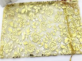 img 1 attached to 🌸 QIANHAILIZZ 8 x 12 Inch Gold Flower Drawstring Heart Organza Jewelry Gift Pouch - Perfect for Wedding Favors, Candy & More!