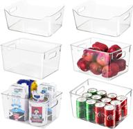 🗄️ 6 clear plastic organizer storage bins: ultimate solution for kitchen, pantry, fridge, cabinets, countertops, bedrooms, bathrooms! логотип