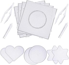 img 4 attached to 🔳 10-Piece Clear Plastic Pegboards Set with 4 Shapes and Tweezers for 5mm Fuse Beads