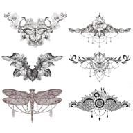 🌼 glaryyears 6 sheets black underboob tattoo: stunning flower bird dragonfly butterfly leaf designs for women – waterproof body art 5.4''x9.45” temporary stickers on chest & waist logo