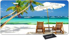img 4 attached to 🏖️ WONDERTIFY Beach Relaxing Scene License Plate with Sea Palm Tree Chairs and Boats Decor - Decorative Front License Plate, Vanity Tag - Metal Car Plate, Aluminum Novelty License Plate - 6 X 12 Inch (4 Holes)