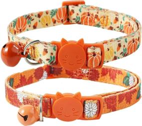 img 4 attached to 🐱 BoomBone Thanksgiving Cat Collar with Bell - Pack of 2 Kitten Collars