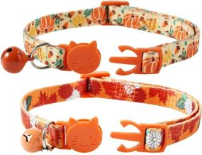 img 3 attached to 🐱 BoomBone Thanksgiving Cat Collar with Bell - Pack of 2 Kitten Collars