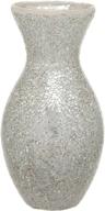 💐 stunning maturi floral crackled glass mosaic vase - silver (28x11cm) logo