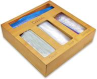 bamboo drawer organizer for ziplock bags - laser printed ziploc food storage holder, dispenser for sandwich, snack, quart, and gallon bags логотип