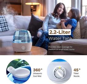 img 1 attached to 🌬️ Quiet Ultrasonic Cool Mist Humidifier - 2.2L Water Tank, Ideal for Bedroom/Babies Nursery/Whole House