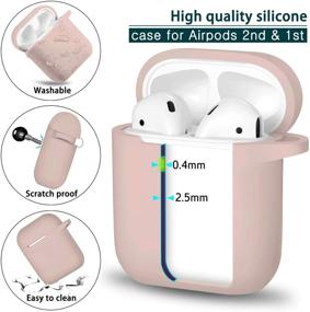 img 2 attached to 👛 AirPods Case Cover Keychain - Full Protective Silicone Skin Cover for Women and Girls with Apple AirPods Wireless Charging Case, Front LED Visible - Pink Sand