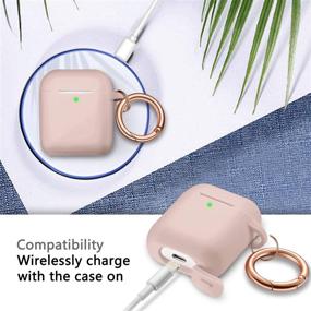 img 1 attached to 👛 AirPods Case Cover Keychain - Full Protective Silicone Skin Cover for Women and Girls with Apple AirPods Wireless Charging Case, Front LED Visible - Pink Sand