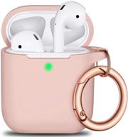 👛 airpods case cover keychain - full protective silicone skin cover for women and girls with apple airpods wireless charging case, front led visible - pink sand logo