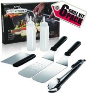 🍳 fifit kitchen flat top griddle tool set - 6-piece accessory kit with 2 bottles, 2 spatulas, chopper scrapper, and tong - ideal for indoor/outdoor cooking logo