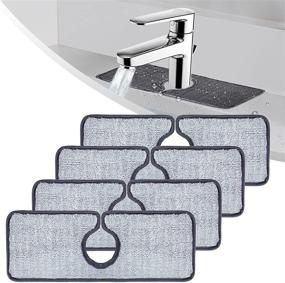 img 4 attached to 💦 Wehhbtye 4PCS Faucet Absorbent Mat - Grey: Prevent Water Stains & Splash with Wraparound Absorbent Mat, Catcher, and Microfiber Cloth