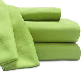 img 1 attached to Baltic Linen Soft and Cozy Microfiber Sheet Set Twin X-Large Lime 3-Piece: Luxurious Comfort for Your Bed