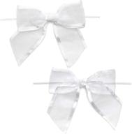 36 pack of 1.5-inch white organza bow twist ties - ideal for favors, treat bags, and more logo