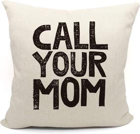 img 4 attached to 🤣 Mancheng-zi Call Your Mom Hilarious Throw Pillow Case, Perfect Daughter-Son Gifts, College Dorm Room Accessories for Graduation Party, 18 x 18 Inch Decorative Cotton Linen Cushion Cover for Sofa Couch Bed