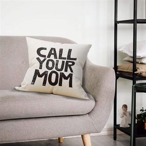 img 3 attached to 🤣 Mancheng-zi Call Your Mom Hilarious Throw Pillow Case, Perfect Daughter-Son Gifts, College Dorm Room Accessories for Graduation Party, 18 x 18 Inch Decorative Cotton Linen Cushion Cover for Sofa Couch Bed