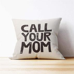 img 2 attached to 🤣 Mancheng-zi Call Your Mom Hilarious Throw Pillow Case, Perfect Daughter-Son Gifts, College Dorm Room Accessories for Graduation Party, 18 x 18 Inch Decorative Cotton Linen Cushion Cover for Sofa Couch Bed