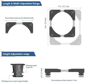 img 3 attached to Adjustable Fridge Stand with Telescopic Dolly Roller for Washing Machine and Refrigerator - Includes 4 Rubber Locking Swivel Wheels and 4 Feet Washer