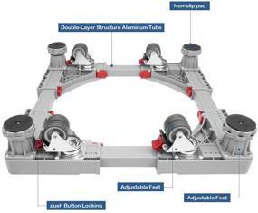 img 2 attached to Adjustable Fridge Stand with Telescopic Dolly Roller for Washing Machine and Refrigerator - Includes 4 Rubber Locking Swivel Wheels and 4 Feet Washer