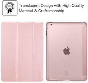 img 3 attached to 📱 Fintie iPad Case (2012/2011 Model) - Smart Slim Shell Translucent Frosted Back Cover, Rose Gold