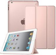 📱 fintie ipad case (2012/2011 model) - smart slim shell translucent frosted back cover, rose gold logo