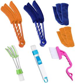 img 4 attached to 🧹 TuNan 5-Piece Set: Window Blind Cleaner Duster, Sliding Door Track Brush, 2-in-1 Windowsill Sweeper, Handheld Groove Gap Cleaning Tool for Shutters, Air Conditioner, Car Vents, and Window Sill