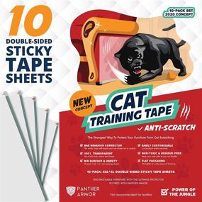 img 4 attached to 🐱 Panther Armor 10-Pack Cat Scratch Deterrent Tape – Double Sided Sticky Tape – 5-Pack XL 16”L 12”W + 5-Pack Large 17”L 10”W Furniture Protectors – Clear Training Tape for Anti-Cats Scratching