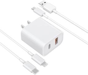 img 4 attached to [Apple MFi Certified] DESOFICON 20W Dual Port Type/USB C Power Delivery + Quick Charge 3.0 Wall Charger Plug with Lightning Cord - 2Pack 6FT | Fast Charger for iPhone 13/12/11/XS/XR/X/iPad/Airpods