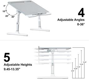 img 3 attached to 📚 Большой серый стол для ноутбука на кровать - стол с ящиком для хранения, слотом для планшета и слотом для телефона - съемный граничник, столик из ПВХ-кожи для письма, работы, чтения, еды.